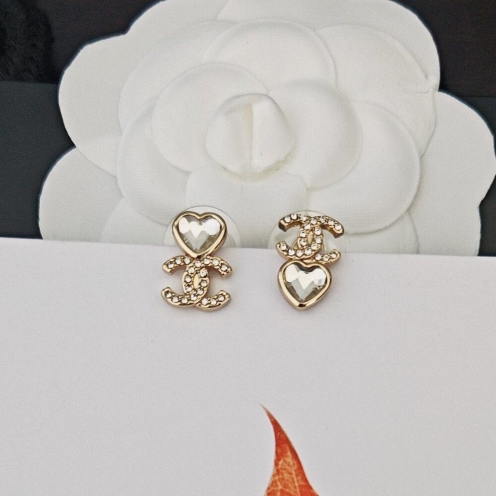 Chanel Heart Asymmetrical Earrings